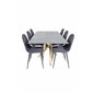 Piazza Dining Table - 180*90*75 - Spraystone / Oak, Polar Dining Chair - Black Legs - Black Fabric_6