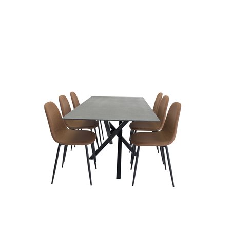 Piazza Dining Table - 180*90*75 - spraystone / Black, Polar Dining Chair - Brown / Black _6