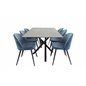 Piazza Dining Table - 180*90*75 - spraystone / Black, Velvet Dining Chair - Blue / Black_6