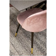 Piazza Dining Table - 180*90*75 - spraystone / Black, Velvet Dining Chair Brass - Pink / Black_6