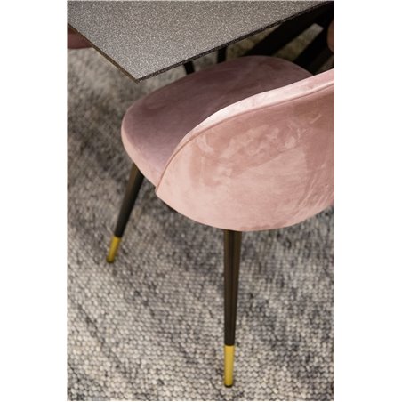 Piazza Dining Table - 180*90*75 - spraystone / Black, Velvet Dining Chair Brass - Pink / Black_6