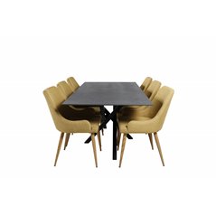 Piazza Dining Table - 180*90*75 - spraystone / Black, Plaza Dining Chair - Yellow / Oak_6