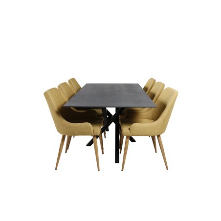 Piazza Dining Table - 180*90*75 - spraystone / Black, Plaza Dining Chair - Yellow / Oak_6