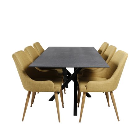 Piazza Dining Table - 180*90*75 - spraystone / Black, Plaza Dining Chair - Yellow / Oak_6