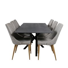 Piazza Dining Table - 180*90*75 - spraystone / Black, Leone Dining Chair - Light Grey / Oak_6