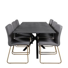 Piazza Dining Table - 180*90*75 - spraystone / Black, Mace Dining Chair - Grey / Oak_6