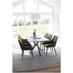 Piazza Dining Table - 180*90*75 - Spraystone / Oak, Plaza Dining Chair - Green / Oak_6