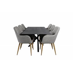 Piazza Dining Table - 180*90*75 - spraystone / Black, Comfort Dining Chair - Light Grey / Oak_6