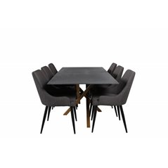 Piazza Dining Table - 180*90*75 - Spraystone / Oak, Plaza Dining Chair - Dark Grey / Black_6