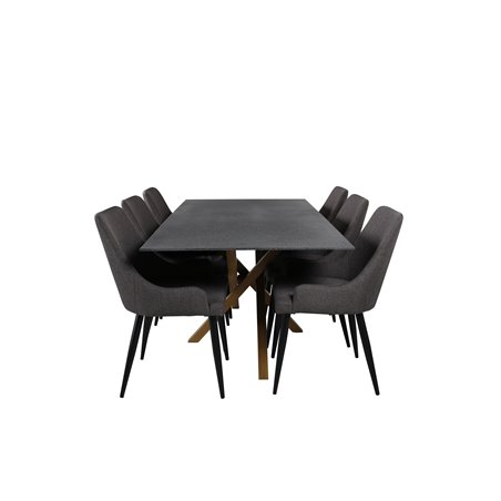 Piazza Dining Table - 180*90*75 - Spraystone / Oak, Plaza Dining Chair - Dark Grey / Black_6