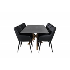 Piazza Dining Table - 180*90*75 - Spraystone / Oak, Comfort Dining Chair - Black / Black_6