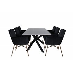 Piazza Dining Table , Black Grey Veneer+Pippi Chair , Distressed Copper Black Velvet_6