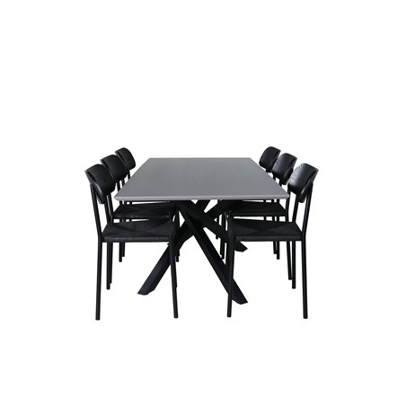 Piazza Dining Table , Black Grey Veneer+Polly Dining Chair , Black Black_6