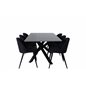 Piazza Dining Table , Black Grey Veneer+Velvet Dining Chiar , Black legs, Black Fabric_6