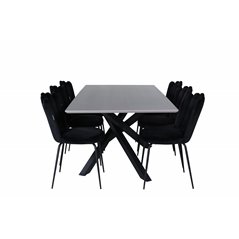 Piazza Dining Table , Black Grey Veneer+Limhamn Light , Chair , Black Velvet_6