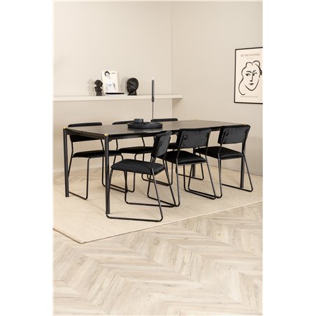 Pelle Dining Table , Black black Black+Kenth Chair , Black Black Velvet_6