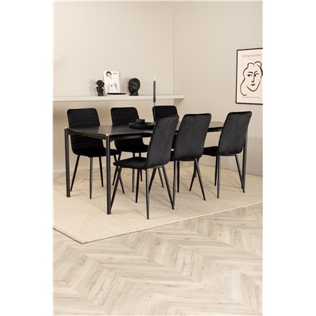 Pelle Dining Table , Black black Black+Windu Lyx Chair , Black Black Velvet_6