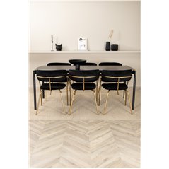 Pelle Dining Table , Black black Black+Arrow armchair , Brass Legs , Black Velvet_6