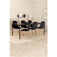 Pelle Dining Table , Black black Black+Polar Dining Chair , Black Brass_6