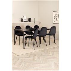 Pelle Dining Table , Black black Black+Polar Dining Chair , Black legs Black Velvet (ers√§tter 19902,888)_6