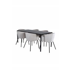 Pelle Dining Table - Black / black Black+Berit Chair - Black / Beige Velvet_6