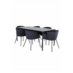 Pelle Dining Table - Black / black Black+Berit Chair - Black / Black Velvet_6