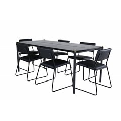 Pelle Dining Table - Black / black Black+Kenth Chair - Black / Black PU_6