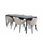 Pelle Dining Table - Black / black Black+Velvet Stitches Chair - Black / Beige Fabric (Polyester linen )_6