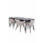 Pelle Dining Table - Black / black Black+Velvet Stitches Chair - Black / Beige Fabric (Polyester linen )_6