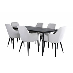 Pelle Dining Table - Black / black Black+Comfort Dining Chair - Beige / Black_6