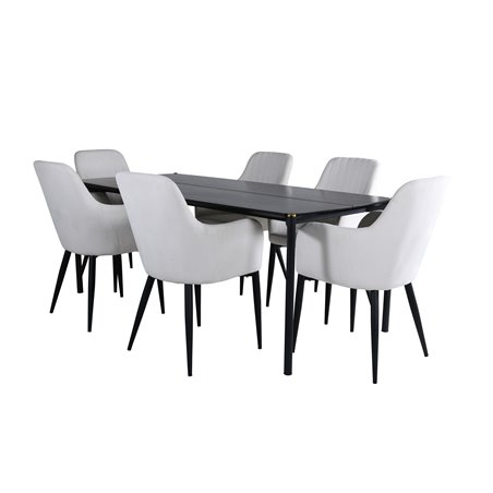 Pelle Dining Table - Black / black Black+Comfort Dining Chair - Beige / Black_6