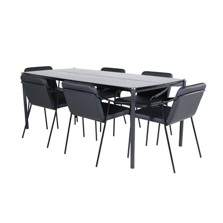 Pelle Dining Table - Black / black Black+Tvist Chair - Black / Black PU_6