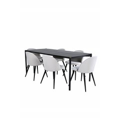 Pelle Dining Table - Black / black Black+Velvet Dining Chair Corduroy - Beige / Black_6