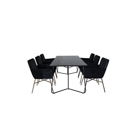 Pippi Dining Table , Black Black Veneer+Pippi Chair , Distressed Copper Black Velvet_6