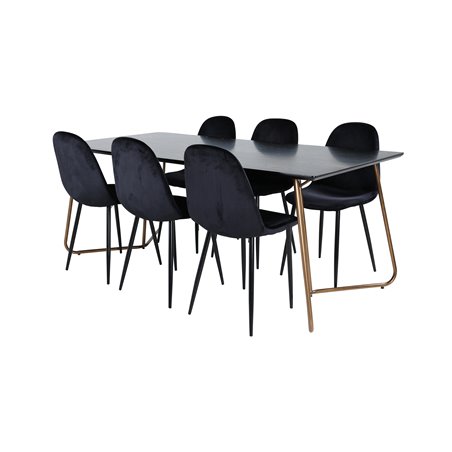 Pippi Dining Table , Distressed Copper Black Veneer+Polar Dining Chair , Black legs Black Velvet (ers√§tter 19902,888)_6