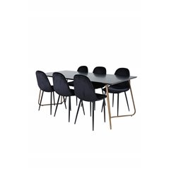 Pippi Spisebord, Distressed Copper Black Finer + Polar Dining Chair, Sorte ben Black Velvet (erstattet 19902.888) _6