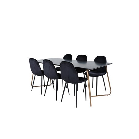 Pippi Dining Table , Distressed Copper Black Veneer+Polar Dining Chair , Black legs Black Velvet (ers√§tter 19902,888)_6