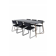 Pippi Spisebord, Distressed Copper Black Finer + Kenth Chair, Black Black Velvet_6