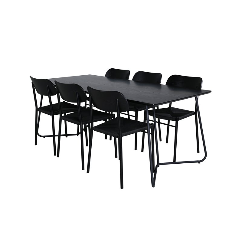 Pippi Dining Table , Black Black Veneer+Polly Dining Chair , Black Black_6