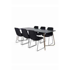 Pippi Dining Table , Distressed Copper Black Veneer+Muce Dining Chair , Black Legs , Black Fabric_6