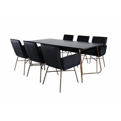 Pippi Dining Table , Distressed Copper Black Veneer+Pippi Chair , Distressed Copper Black Velvet_6