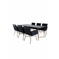 Pippi Dining Table , Distressed Copper Black Veneer+Pippi Chair , Distressed Copper Black Velvet_6