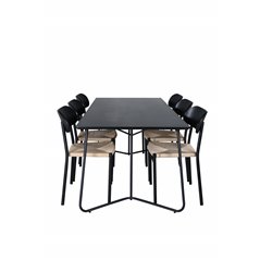 Pippi Dining Table , Black Black Veneer+Polly Dining Chair , Nature Black_6