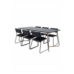 Pippi Dining Table , Distressed Copper Black Veneer+Kenth Chair , Black Black PU_6