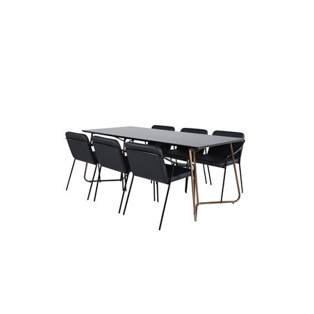 Pippi Dining Table - Distressed Copper / Black Veneer+Tvist Chair - Black / Black PU_6