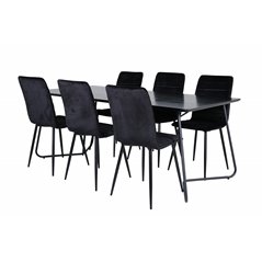 Pippi Dining Table - Black / Black Veneer+Windu Lyx Chair - Black / Black Velvet_6