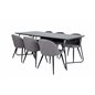 Pippi Dining Table - Black / Black Veneer+Velvet Stitches Chair - Black / Grey Micro Fibre_6