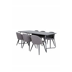 Pippi Dining Table - Black / Black Veneer+Velvet Stitches Chair - Black / Grey Micro Fibre_6