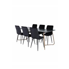 Pippi Dining Table , Distressed Copper Black Veneer+Windu Lyx Chair , Black Black Velvet_6