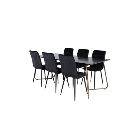 Pippi Dining Table , Distressed Copper Black Veneer+Windu Lyx Chair , Black Black Velvet_6